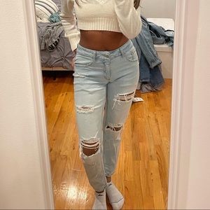 GARAGE light wash mom jeans